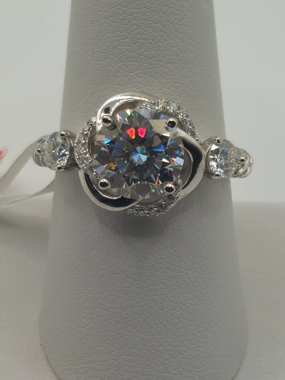 4.5 CTW Moissanite Floral Rose Halo Ring Solid .925 Sterling Silver Size 9